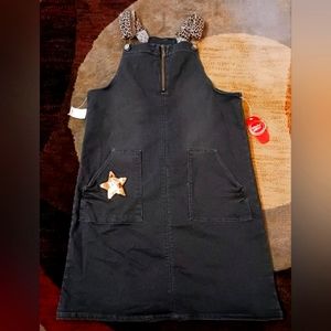 Girls Jean Suspenders Dress